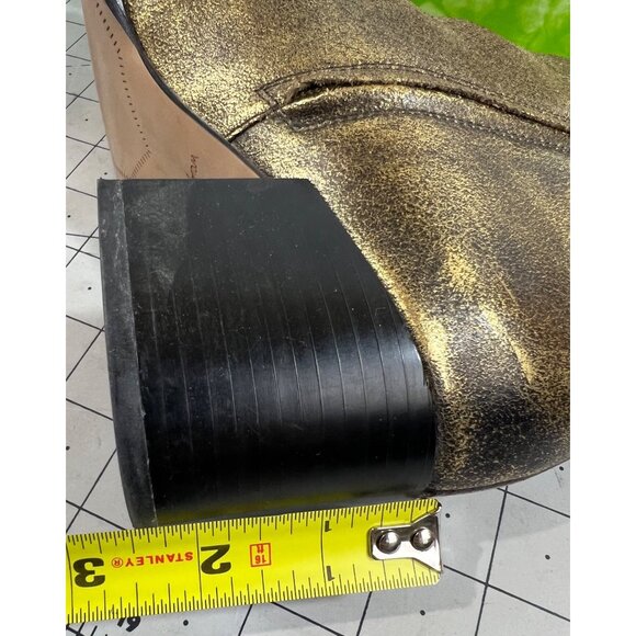 Sam Edelman Joey Gold Leather Side Zip Heeled Ankle Boots 2.5" Women's Sz. 7.5 - Picture 10 of 10